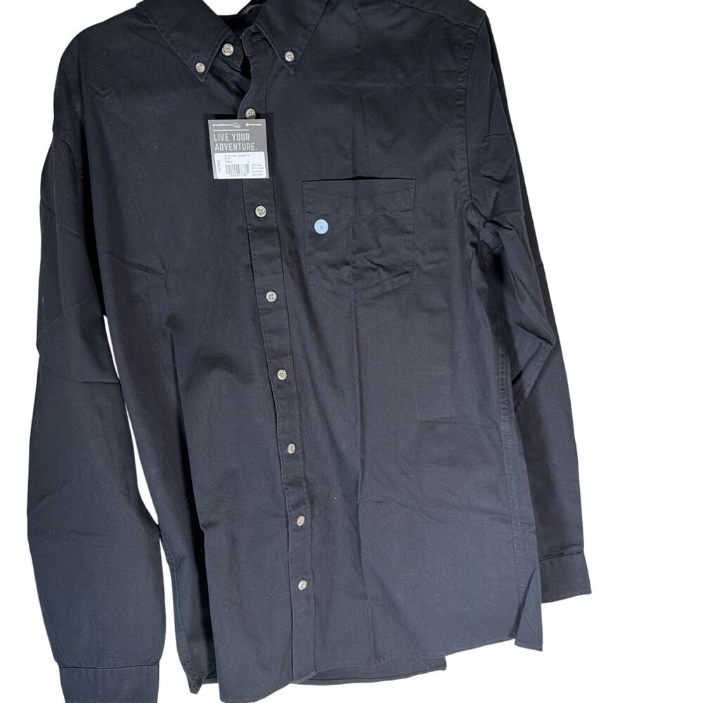 New Eddie Bauer TL Black Button Down Dress Shirt